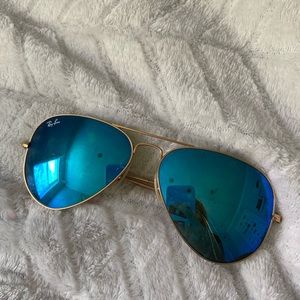 Ray-Ban Blue w/ Gold Outline Sunglasses